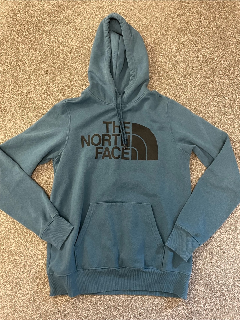 The North Face Men's Teal Crewneck Hoodie with Black Logo